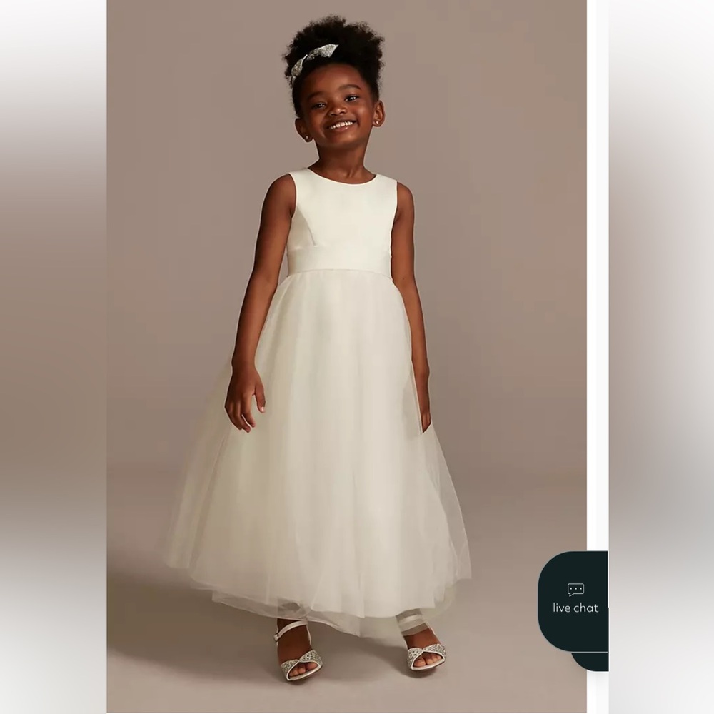 David's Bridal White Formal Kids Dress